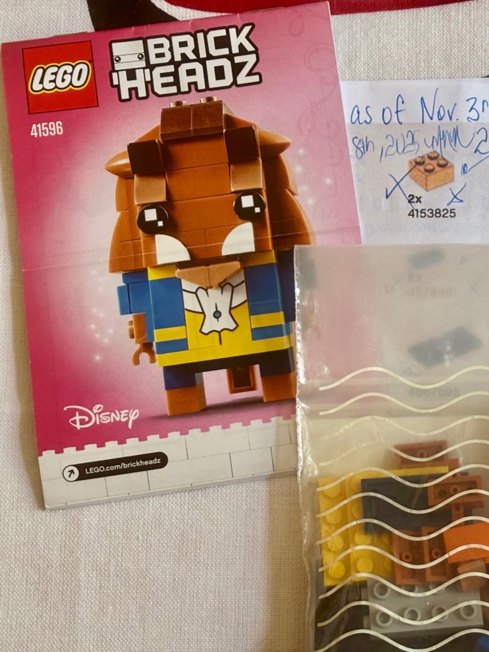 Pre-built LEGO BRICK'H'EADZ "Beast" 41596 With instruction manual & ALL pieces.